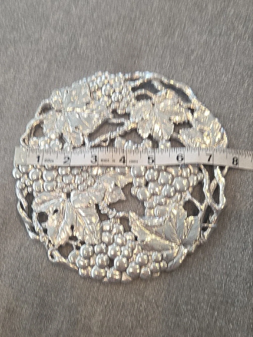 Arthur Court Silver Grape Motif Round Trivets - Pair